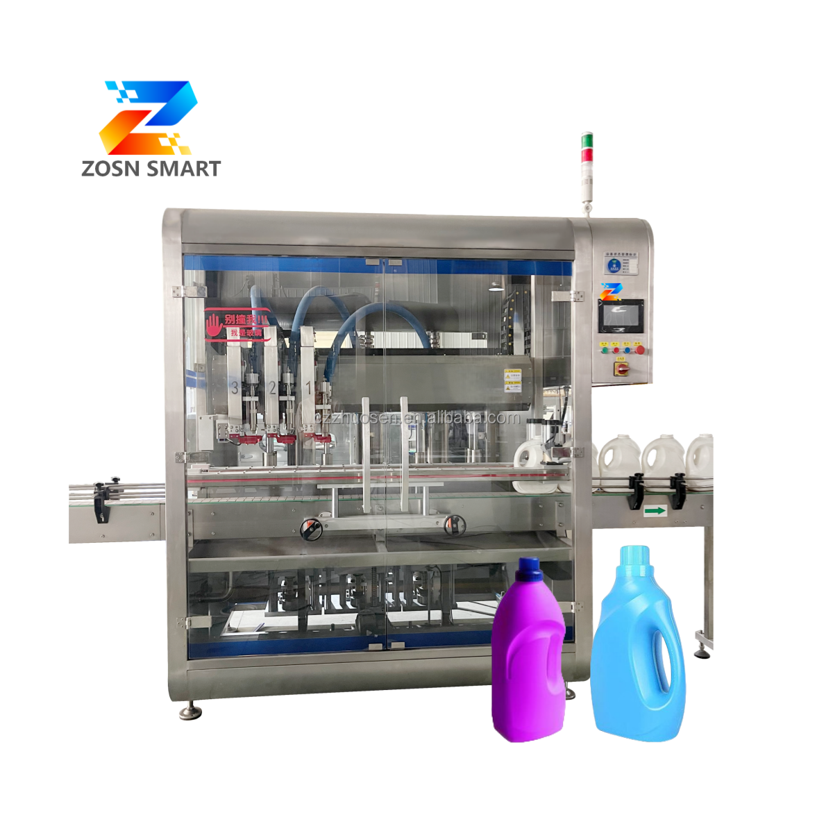 ZOSN High Quality Automatic 1000-5000 ml Tracking Servo Paste Oil Liquid Water Bottle Piston Filling Capping Machine Line